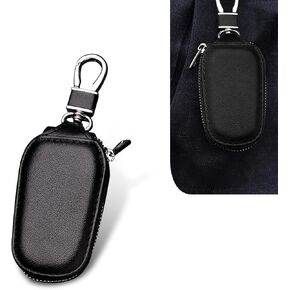 Universal Key Fob Covers for Car Keys, Car Smart Leather Key fob Holder for Remote Key Fob, Key Organizer with Hook, Suitable for Most Cars (Black)