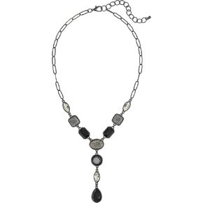 Jewelry Black Metal Multi Stone, Elegant Women's Jewelry with Colorful Gemstones, Fashion Statement Necklace