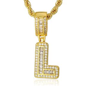 Gold Initial Necklace for Women 18k Gold Plated Inlay Cubic Zircon Iced Out Letter Pendant Name Necklaces Hip Hop Jewelry