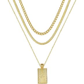 Women's Multi-Layered Gold Necklace, Stackable Delicate 14K Gold Plated Fashion Round Multi Layers Pendant Necklace, Gold Jewelry Set Gifts in Saudi Arabia
