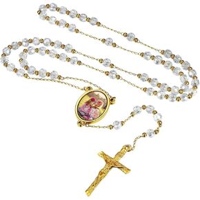 FaithHeart Rosary Beads Catholic Necklace for Men, St Michael/St Christopher/Virgin Mary Prayer Rosaries with Crucifix Cross Stainless Steel Praying Rosary Necklace