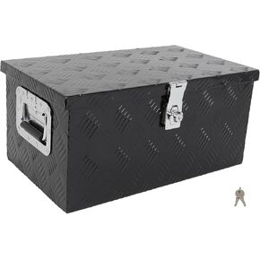 SCITOO 20-Inch Heavy Duty Aluminum Truck Bed Tool Box Black For Pick Up Truck Bed RV Trailer Tool Box With Lock and Keys For Rectangle Plate Waterproof Underbody Toolboxes
