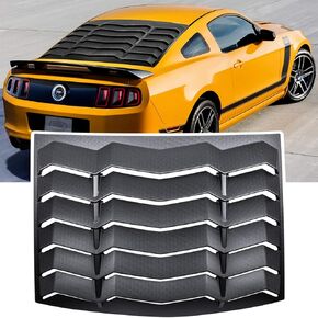 Rear Window Louver for Ford Mustang 2005 2006 2007 2008 2009 2010 2011 2012 2013 2014 Windshield Sun Shade Cover Vent GT Lambo Style Custom Fit All Weather ABS (Matte Black)