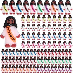 120 PCS MINI يسوع الشخصيات 10 ألوان يسوع يحبك الديني يسوع الصغير دمية المطاط يسوع التمثال للاختباء والبحث