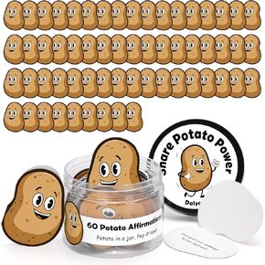 Potato Affirmations Cards in A Decorative Jar, 60 Positive Messages for Daily Support, Inspirational Potato Gifts for Women Men Coworker (Potato)