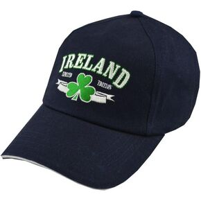 Carroll's Irish Gifts Baseball Cap with Embroidered Ireland Limited Edition Print and Shamrock, Green