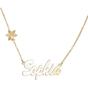 PicturesOnGold.com Officially Licensed Ohio State University Name Necklace with Buckeye Leaf Charm in Sterling Silver, 14k Gold & Gold Plated