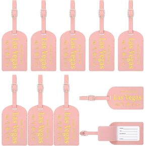8 Pcs Las Vegas Leather Luggage Tags Wedding Proposal Gifts Meet Me in Las Vegas Luggage Tags for Wedding Bridal Shower Women Bachelorette Travel Bridesmaid Gifts
