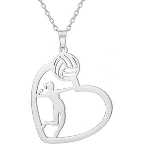 TEAMER Heart Volleyball Player Necklace Delicate Volleyball Spike Player Sport Ball Jewelry For Team Athlete Coach Volleyball Lovers
