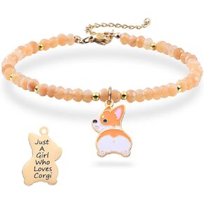 Melix Home Corgi Natural Stone Bracelets For Corgi Lovers Cute Gifts for Friends Women Sister Friendship Gift