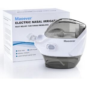MAOEVER Nasal Irrigation System - Electric Neti Pot Sinus Rinse Machine for Nasal Care, Nose Cleaner Device with 30 Salt Packets and a Measuring Cup, Suitable for Adult Nasal Wash & Spray(Deep Grey)