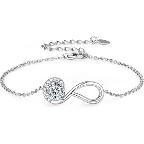 1CT Moissanite Infinity Bracelet ، D Color VVS1 925 Sterling Silver Link Bracelet ، سلسلة قابلة للتعديل للنساء هدايا مجوهرات عيد ميلاد زوجة أمي أمي.
