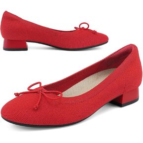 JENN ARDOR Womens Low Block Chunky Pumps Ladies Dress Heels Closed Round Toe Casual Shoes Wedding Bridal Party Office Shoes 1.0 Inch