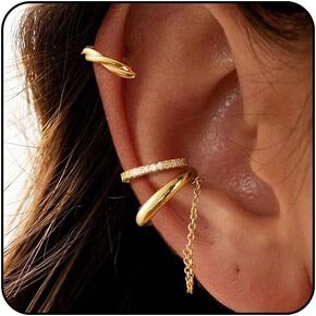 Gold Ear Cuffs Non Piercing Silver Ear Cuff Earrings for Women Fake Piercings Cartilage Earrings Non Pierced Clip On Earrings Dainty Silver Earrings