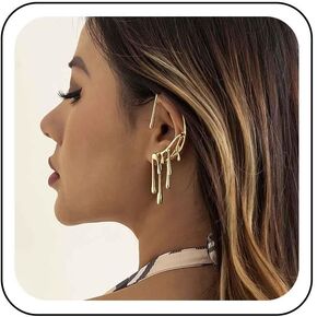 Teardrop Ear Cuff Wrap Earrings Ethnic Lava Ear Clip Cartilage Earrings Liquid Drip Ear Climber Crawler Earrings Hypoallergenic Piercing Gifts for Women
