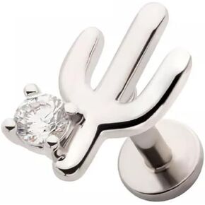 ثقب البومة 18GA 316L من الفولاذ المقاوم للصدأ CZ CZ CRYSTAL CATTUS