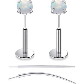 F136 Titanium 20/18/16g غير مسطحة للخيوط الظهر أوبال أسيرة الأبقار حلقات الأنف الشفاه LABRET MEDUSA MONROE JOWENTY مع تفتق للنساء الرجال