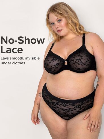 Curvy Couture Women's Lace High Cut Brief Underwear in Kuwait