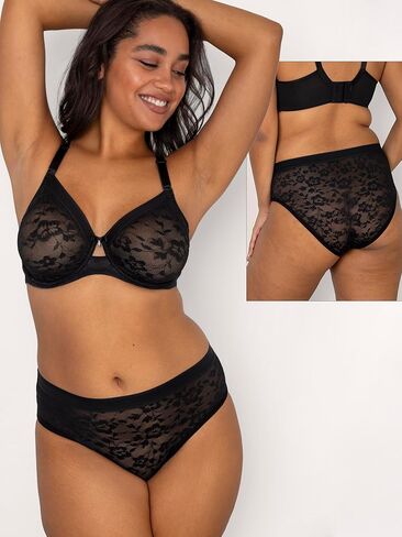 Curvy Couture Women's Lace High Cut Brief Underwear in Kuwait