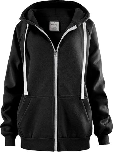 DOUBLJU Womens Full Zip Up Hoodies Long Sleeve Fall Outfits Oversized Sweatshirt in Saudi Arabia