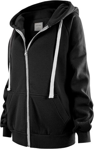 DOUBLJU Womens Full Zip Up Hoodies Long Sleeve Fall Outfits Oversized Sweatshirt in Saudi Arabia