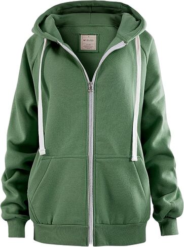 DOUBLJU Womens Full Zip Up Hoodies Long Sleeve Fall Outfits Oversized Sweatshirt in Saudi Arabia