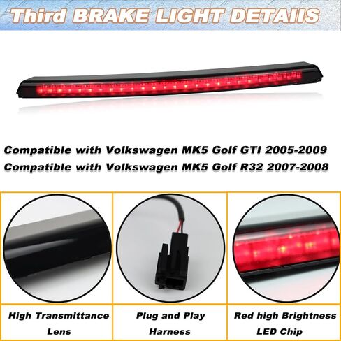 LED High Mount Stop LAMP LED ثالث ضوء الفرامل متوافق مع فولكس واجن جولف R32 GTI 2005-2009 مركز خلفي LED LED 3RD BRAKE LIGHT (RED) in Kuwait