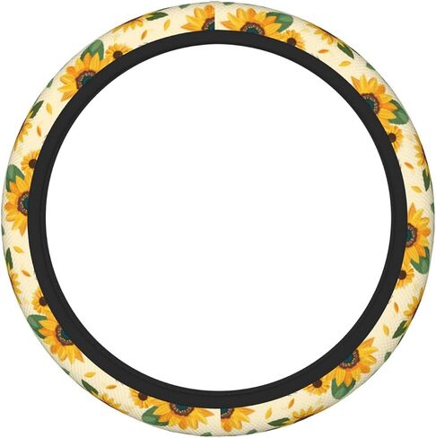 Sunflower Bee Steering Wheel Cover for Women Men Girls, Car Accessories Decor Thickened Anti-Slip Auto Steering Wheel Covers Protector Universal Fit 15 Inch for Cars, Truck, SUV in Kuwait