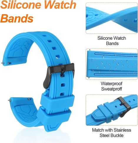 HARFINGTON Silicone Watch Bands Soft Quick Release Rubber Watch Bands with Matte Buckle for Men Women in Saudi Arabia