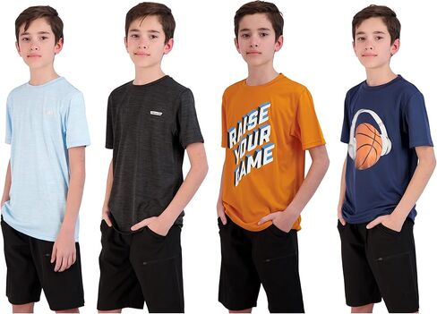 Hind Boys T-Shirts for Kids 4-Pack Tee Shirts for Boys Clothing Youth Quick-Dry Long and Short Sleeve T Shirts in Saudi Arabia