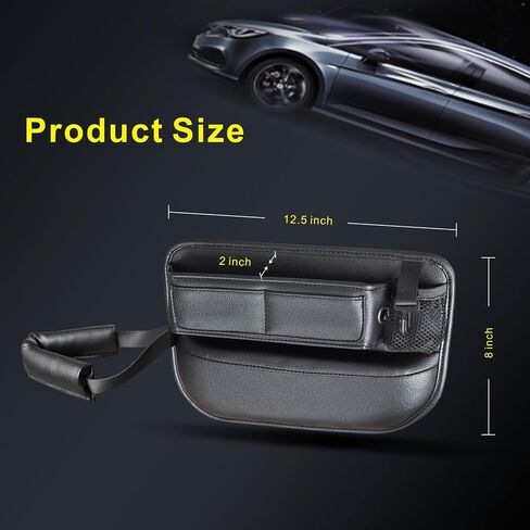 2 Pack Car Seat Gap Filler Organizer for SUV Truck Universal PU Leather Storage Box with Seats Belt Holder Automotive Consoles Side Gaps Small Things Catcher Auto Essentials Accessories for Women Men in Saudi Arabia