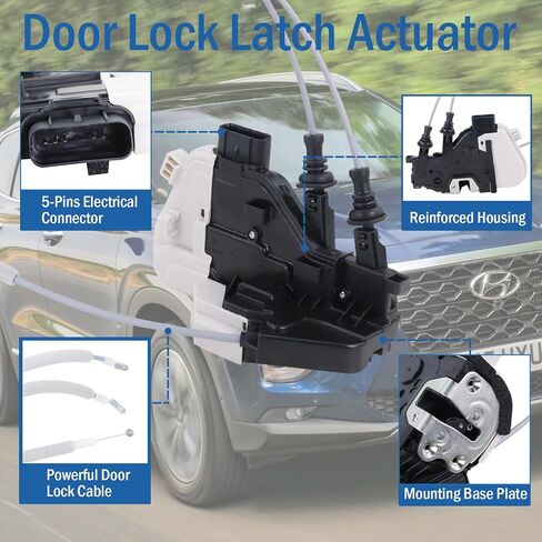 Rear Right Passenger Side Door Lock Actuator 81420-2W000, Door Latch Compatible with Hyundai Santa Fe XL 2013-2019, Hyundai Santa Fe Sport 2013-2018, Hyundai Santa Fe 2013-2018, Replaces 81420-B8000 in Saudi Arabia