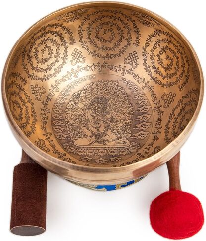 Large Tibetan Singing Bowl Set - 8.5" Master Healing Grade For Sound Bath Chakra 7 Metal Meditation Yoga By Himalayan Bazaar in Kuwait