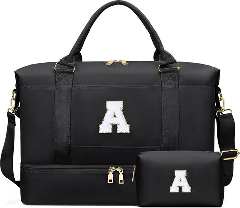 Personalized Initial Travel Duffle Bag for Teen Girl, Weekender Overnight Monogram Gym Carry on Bag with Shoe Compartment, Gifts for Daughter Friend Birthday Christmas in Saudi Arabia