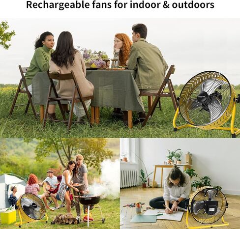 BEESTAR Battery Operated Fan, 12 Inch Rechargeable Fan Portable,High Velocity Fan with Metal Blade Run Up to 30 Hours,15600 mAh Battery Powered Fan for Garage, Backyard, Camping, Travel,Black in Kuwait