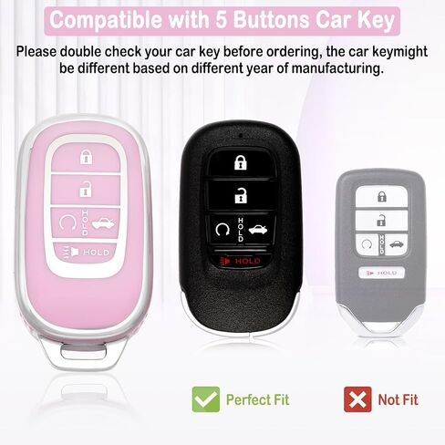 LECART Key Fob Cover for Honda 2025 2024 2023 2022 CR-V Civic Pilot Accord HR-V Sport Touring 5 Buttons TPU Key Fob Case Soft Car Key Shell Protector 2 Pack White & Pink in Kuwait