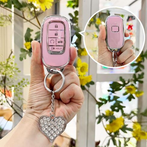 LECART Key Fob Cover for Honda 2025 2024 2023 2022 CR-V Civic Pilot Accord HR-V Sport Touring 5 Buttons TPU Key Fob Case Soft Car Key Shell Protector 2 Pack White & Pink in Kuwait