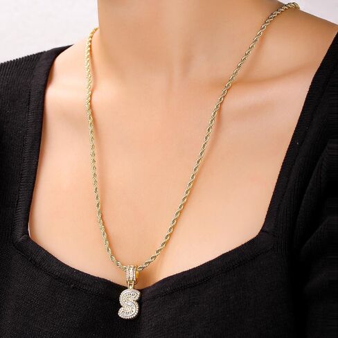 Gold Initial Necklace for Women 18k Gold Plated Inlay Cubic Zircon Iced Out Letter Pendant Name Necklaces Hip Hop Jewelry in Saudi Arabia