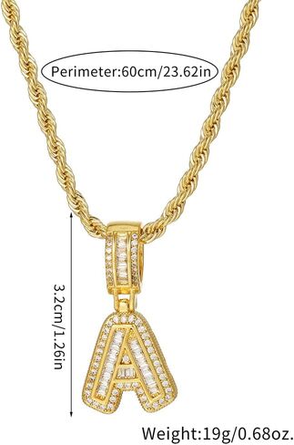 Gold Initial Necklace for Women 18k Gold Plated Inlay Cubic Zircon Iced Out Letter Pendant Name Necklaces Hip Hop Jewelry in Saudi Arabia