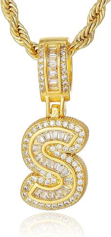 Gold Initial Necklace for Women 18k Gold Plated Inlay Cubic Zircon Iced Out Letter Pendant Name Necklaces Hip Hop Jewelry in Saudi Arabia