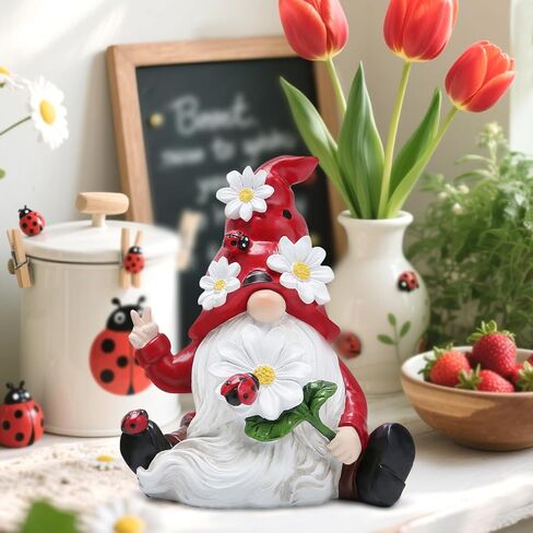 Hodao Ladybug Spring Gnomes Decorations for Home Table ، Porch ، Garden Yard Ladybug elf elf decor in Kuwait