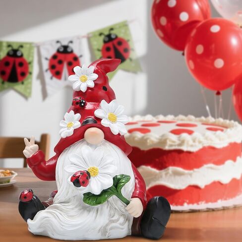 Hodao Ladybug Spring Gnomes Decorations for Home Table ، Porch ، Garden Yard Ladybug elf elf decor in Kuwait