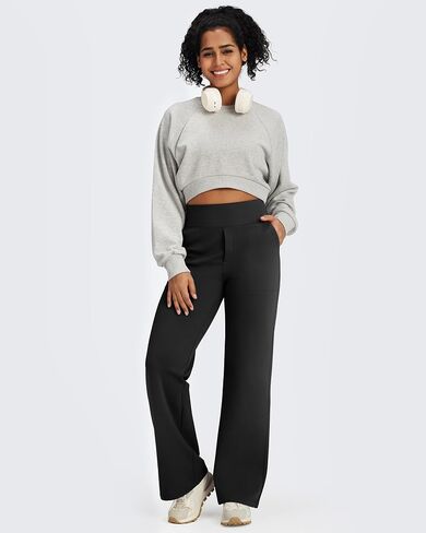 G4free Fleece سراويل مبطنة نساء عالية الخصر سراويل الساق الشتاء شتاء السراويل الحرارية الدافئة مع جيوب 29 "/31"/33 " in Kuwait