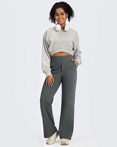 G4free Fleece سراويل مبطنة نساء عالية الخصر سراويل الساق الشتاء شتاء السراويل الحرارية الدافئة مع جيوب 29 "/31"/33 " in Kuwait