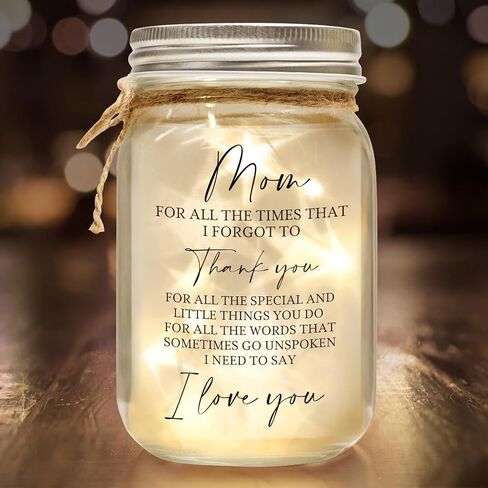 Mason Jar Night Light for Mom Mom Homiers of Daughter Son Sontsal Mother's Gift for Women Best Mom Christmas Varenty's عيد الشكر هدايا (MS-A02) in Kuwait