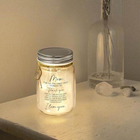 Mason Jar Night Light for Mom Mom Homiers of Daughter Son Sontsal Mother's Gift for Women Best Mom Christmas Varenty's عيد الشكر هدايا (MS-A02) in Kuwait