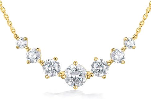 FWM Moissanite/Sapphire/Ruby/Emerald Necklace for Women, 7 Stones/Curved Bar Pendant Necklace, Solid 925 Sterling Silver, Anniversary Romantic Gift for Her, Birthday Gifts for Mom Wife Daughter in Kuwait
