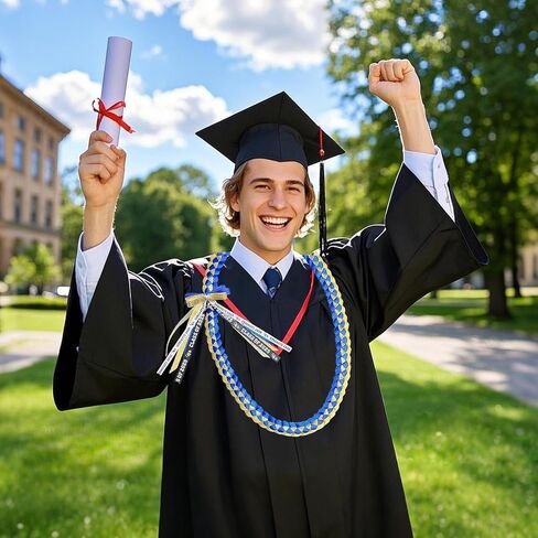 Graduation Leis Class of 2025,Ribbon Leis for Graduation,Braided Necklace Money Leis Graduation Gifts for Middle School,High School,College Party Decorations in Saudi Arabia