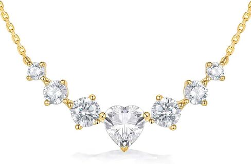 FWM Moissanite/Sapphire/Ruby/Emerald Necklace for Women, 7 Stones/Curved Bar Pendant Necklace, Solid 925 Sterling Silver, Anniversary Romantic Gift for Her, Birthday Gifts for Mom Wife Daughter in Kuwait