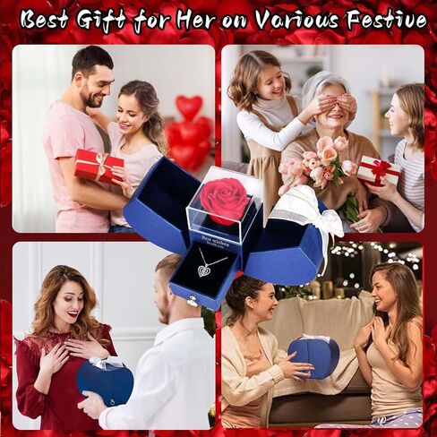 Preserved Red Real Rose birthstone necklace for women with I Love You, Birthday Gifts for Women Her Mom Wife Girlfriend Grandma on Valentines Christmas Mothers Day Anniversary Romantic-Jan in Saudi Arabia